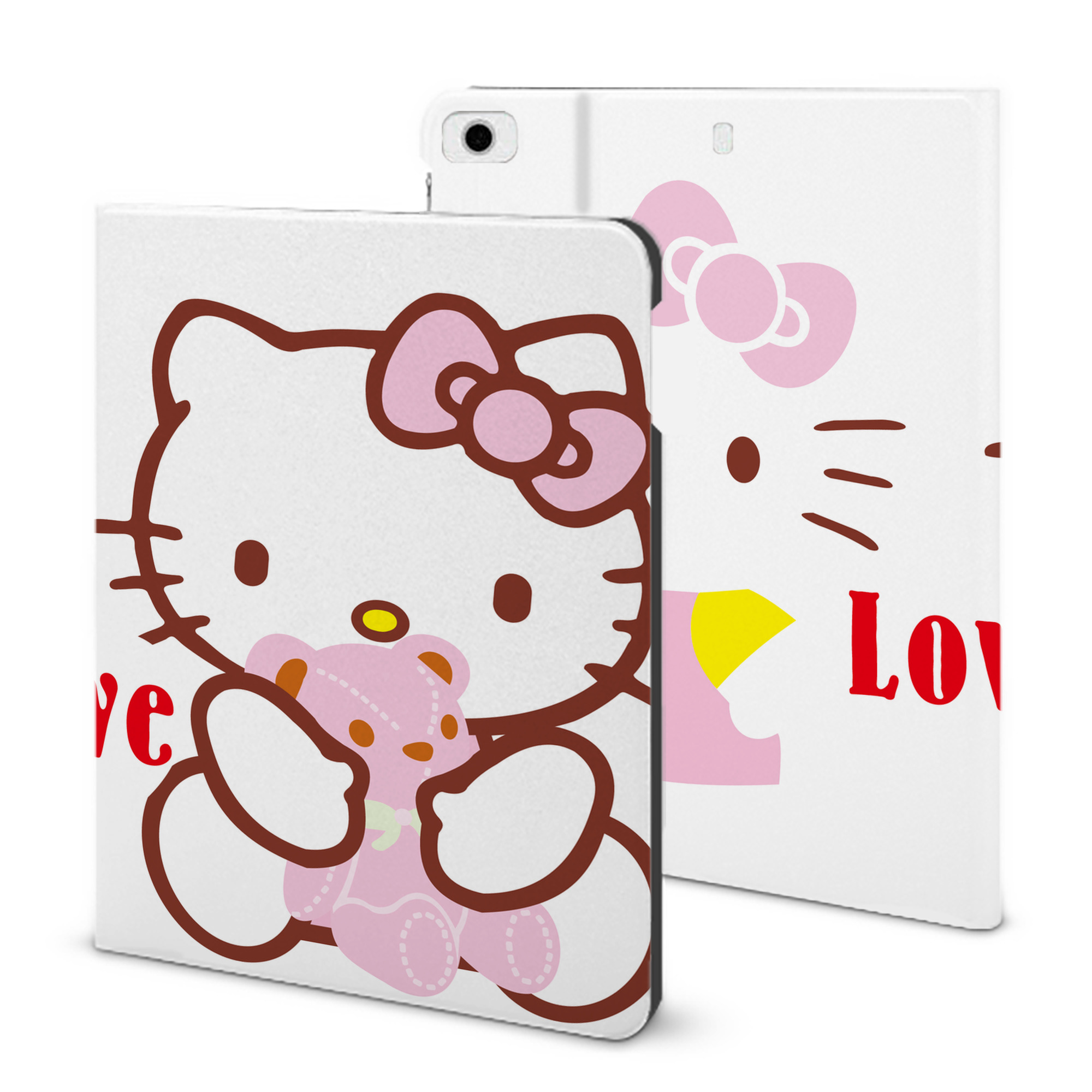 （画像用） Hello Kitty ハローキティ IPad ケース ブック型 PUレザー TPU 耐衝撃 軽量 薄型 ペン収納なし 全面保護 IPad 各モデル対応